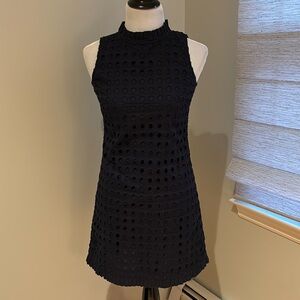Navy eye lit cotton dress